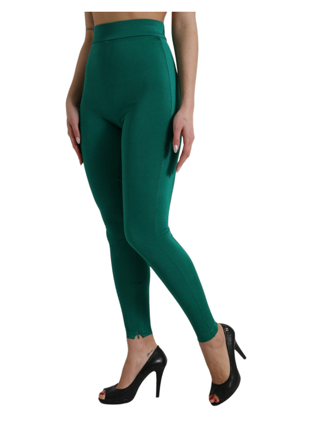 Dolce & Gabbana Green Nylon Stretch Slim Leggings Pants - Ellie Belle