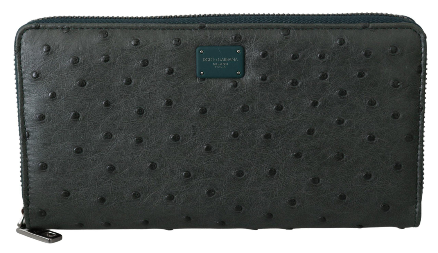 Dolce & Gabbana Green Ostrich Leather Continental Mens Clutch Wallet - Ellie Belle