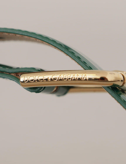 Dolce & Gabbana Green Patent Leather Logo Engraved Buckle Belt - Ellie Belle