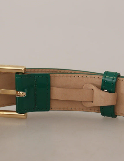 Dolce & Gabbana Green Patent Leather Logo Engraved Buckle Belt - Ellie Belle