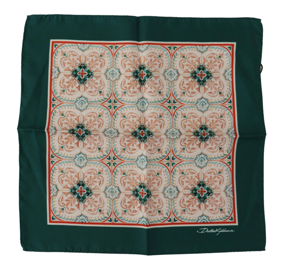 Dolce & Gabbana Green Patterned Square Handkerchief Scarf - Ellie Belle