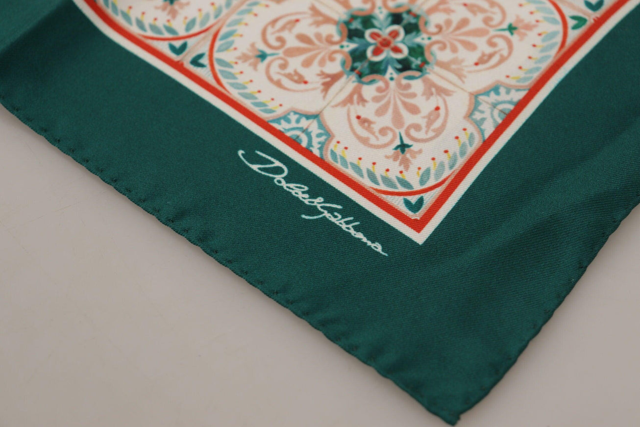 Dolce & Gabbana Green Patterned Square Handkerchief Scarf - Ellie Belle