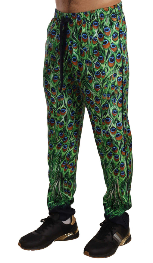 Dolce & Gabbana Green Peacock Print Skinny Trouser Pants - Ellie Belle