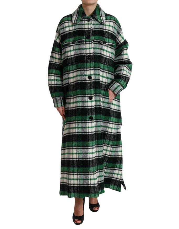 Dolce & Gabbana Green Plaid Long Sleeve Casual Coat Jacket - Ellie Belle