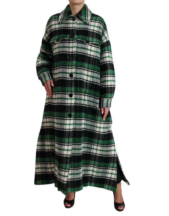 Dolce & Gabbana Green Plaid Long Sleeve Casual Coat Jacket - Ellie Belle