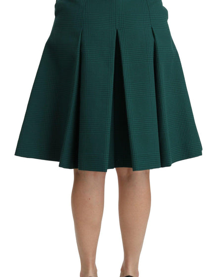 Dolce & Gabbana Green Pleated A-line High Waist Cotton Skirt - Ellie Belle