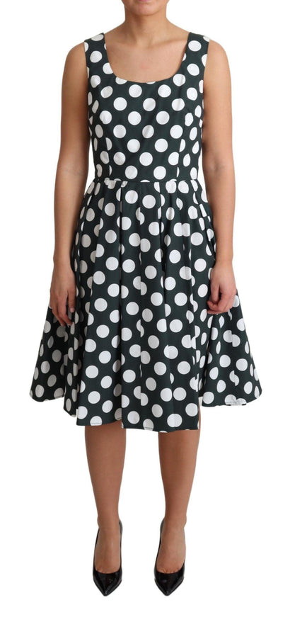 Dolce & Gabbana Green Polka Dotted Cotton A-Line Dress - Ellie Belle