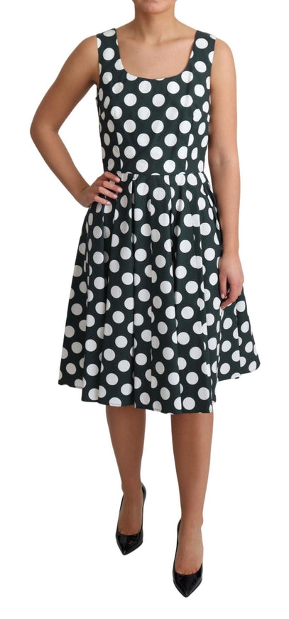 Dolce & Gabbana Green Polka Dotted Cotton A-Line Dress - Ellie Belle