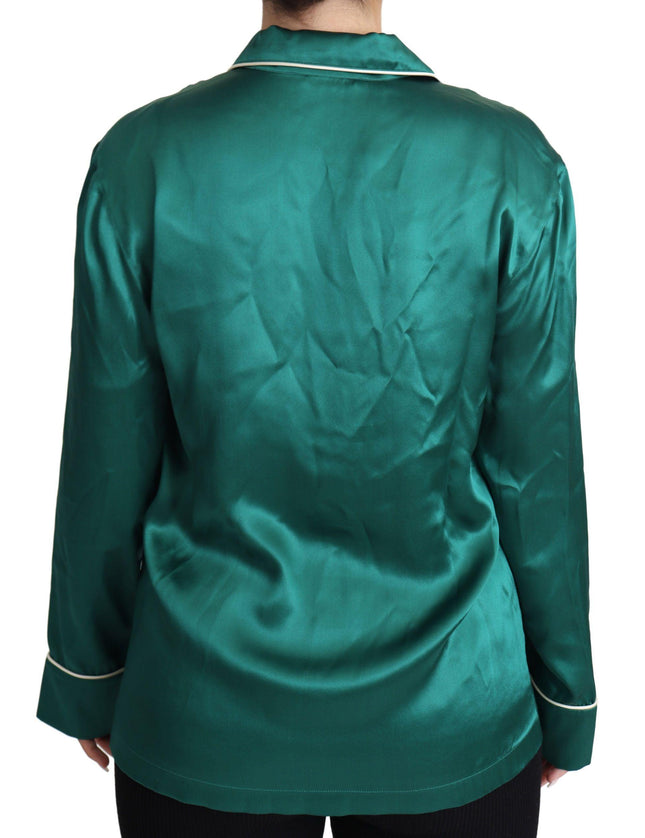 Dolce & Gabbana Green Pyjama Blouse Silk Lounge Sleepwear Top - Ellie Belle