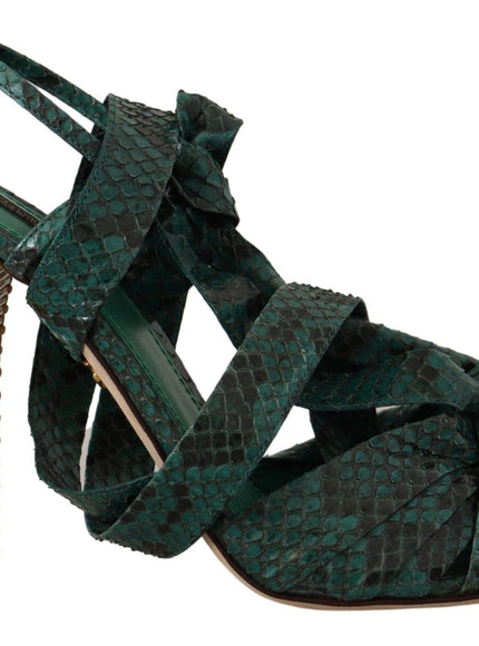 Dolce & Gabbana Green Python Strap Sandals Heels Shoes