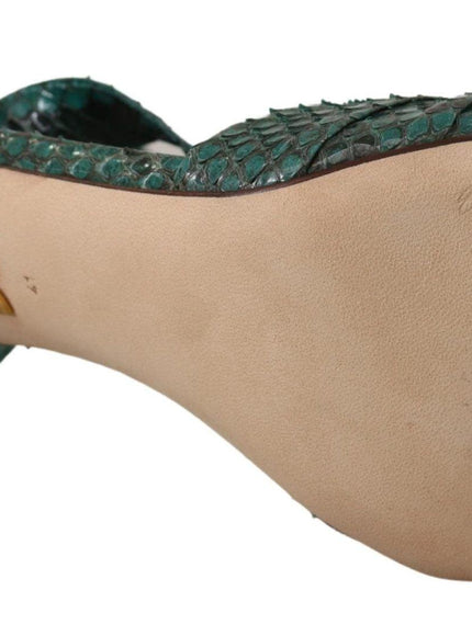 Dolce & Gabbana Green Python Strap Sandals Heels Shoes