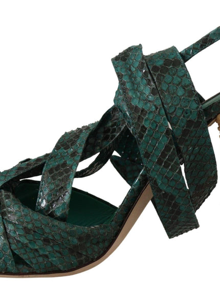 Dolce & Gabbana Green Python Strap Sandals Heels Shoes