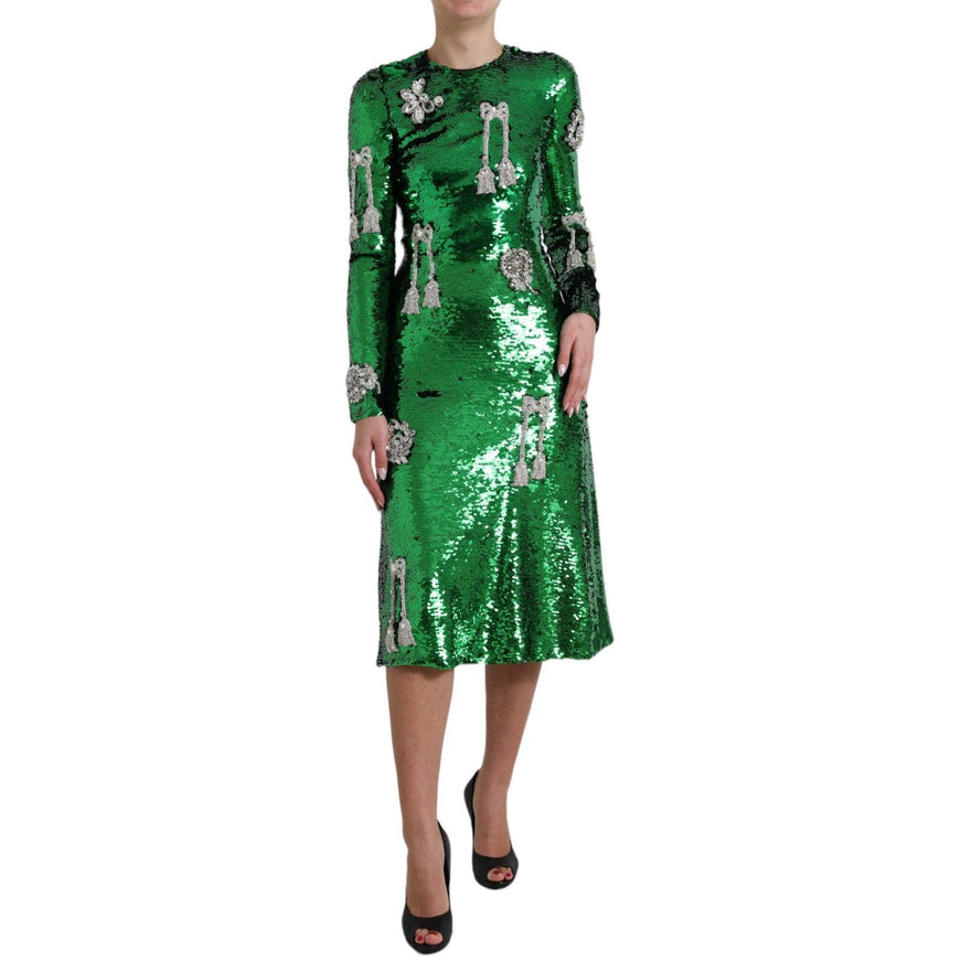 Dolce & Gabbana Green Sequin Swarovski Crystal Dress