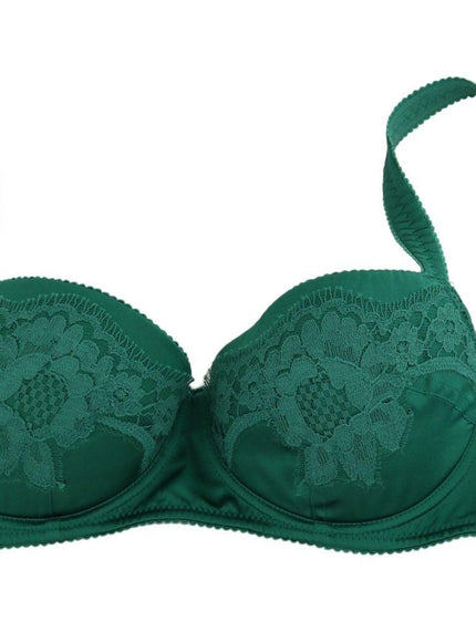 Dolce & Gabbana Green Silk Stretch Floral Lace Bra Underwear - Ellie Belle