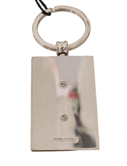 Dolce & Gabbana Green Silver Metal Keyring Logo Leather Keychain - Ellie Belle