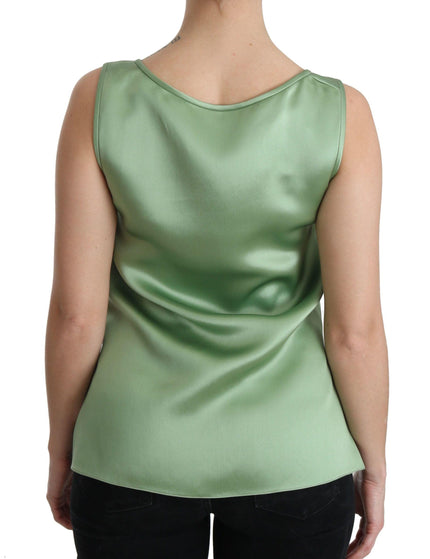 Dolce & Gabbana Green Sleeveless 100% Silk Top Tank Blouse - Ellie Belle