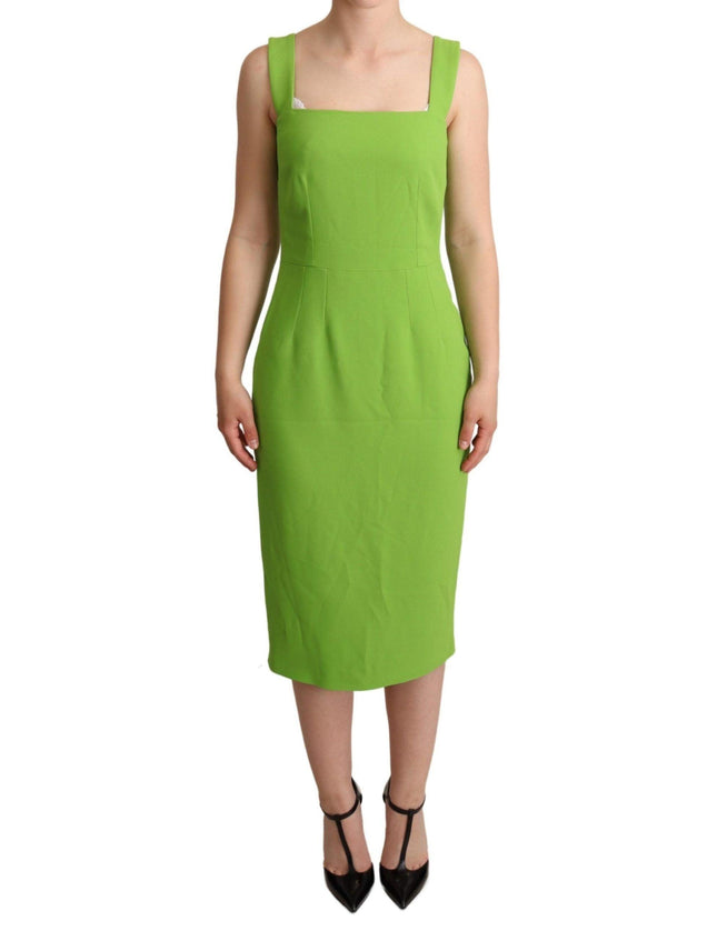 Dolce & Gabbana Green Square Slim Sheath Mid Length Dress - Ellie Belle
