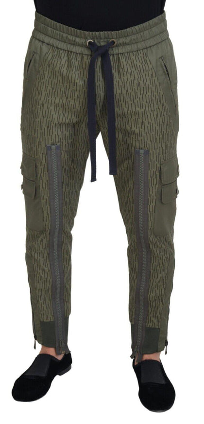 Dolce & Gabbana Green Striped Cargo Zipper Leg Men Trouser Pants - Ellie Belle