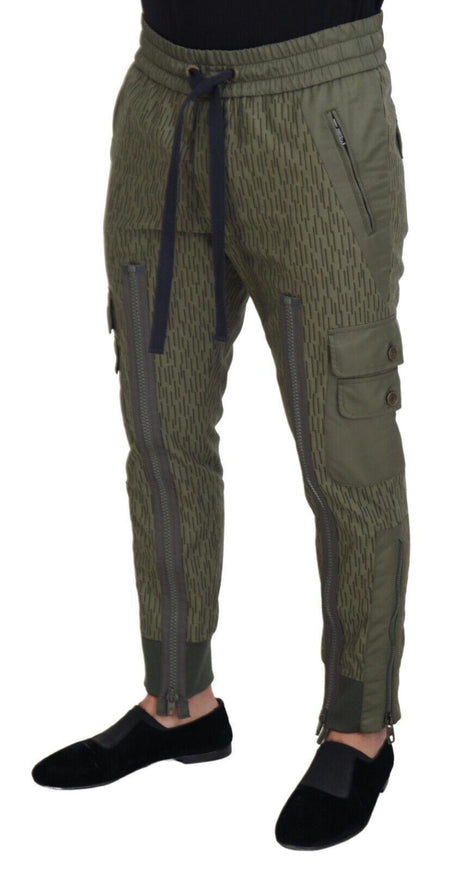 Dolce & Gabbana Green Striped Cargo Zipper Leg Men Trouser Pants - Ellie Belle