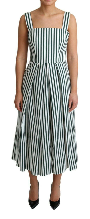 Dolce & Gabbana Green Striped Cotton A-Line Dress - Ellie Belle