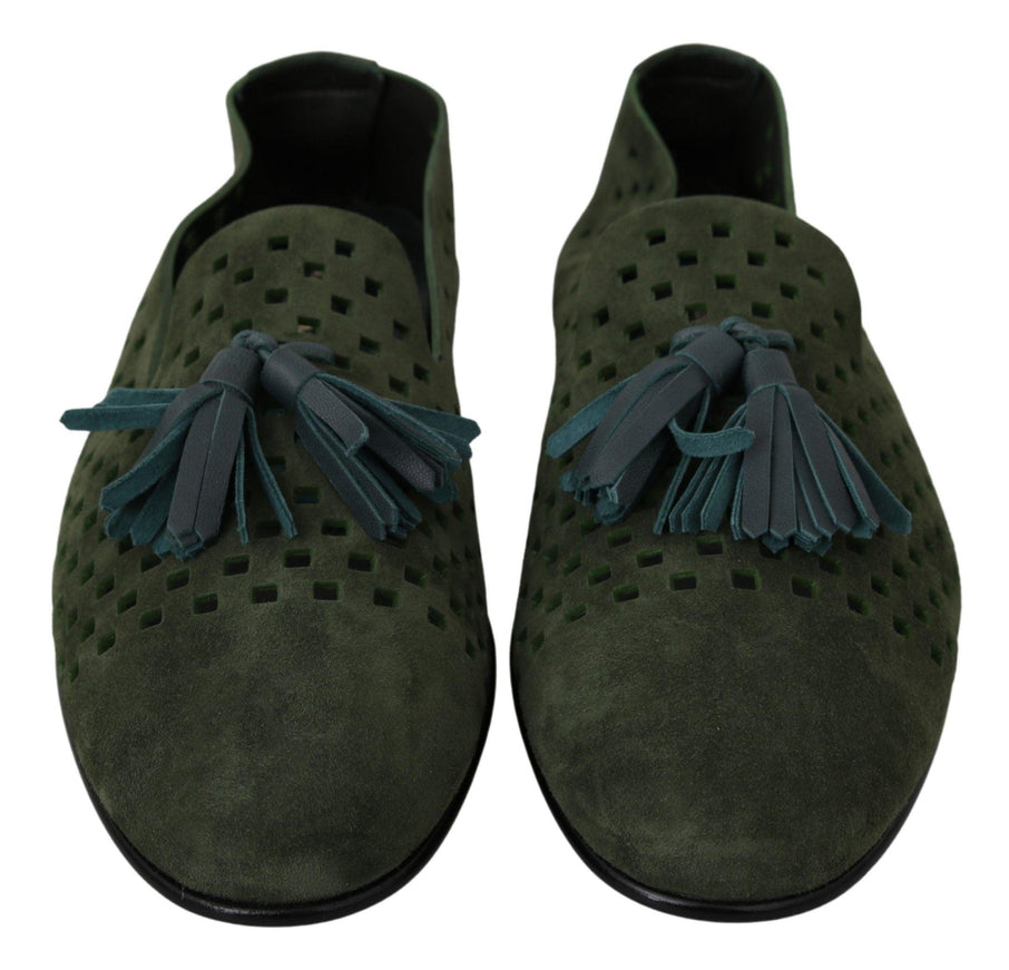 Dolce & Gabbana Green Suede Breathable Slippers Loafers Shoes - Ellie Belle