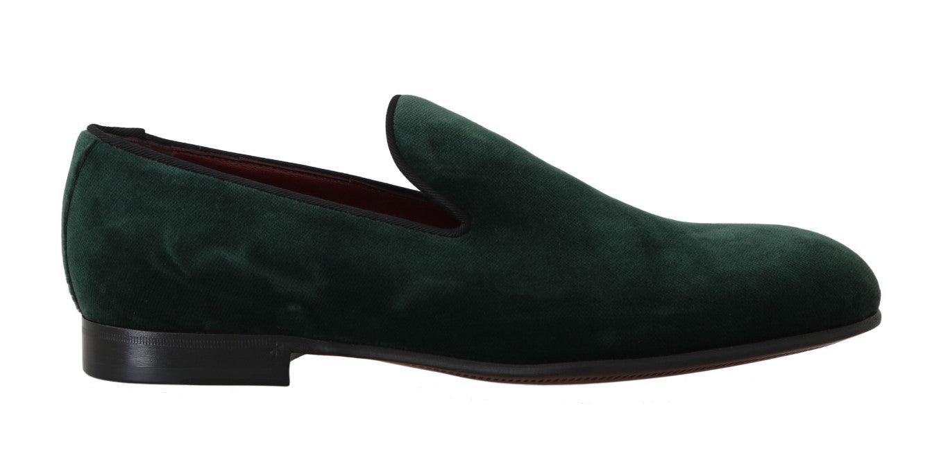 Dolce & Gabbana Green Suede Leather Slippers Loafers - Ellie Belle