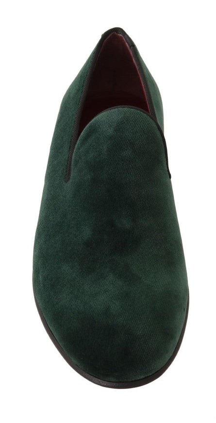 Dolce & Gabbana Green Suede Leather Slippers Loafers - Ellie Belle