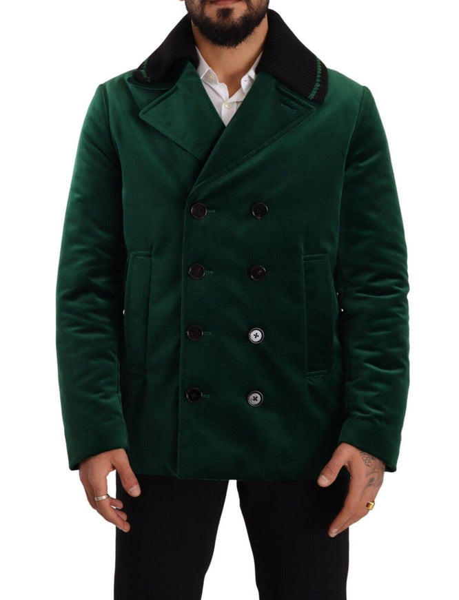 Dolce & Gabbana Green Velvet Cotton Double Breasted Jacket - Ellie Belle