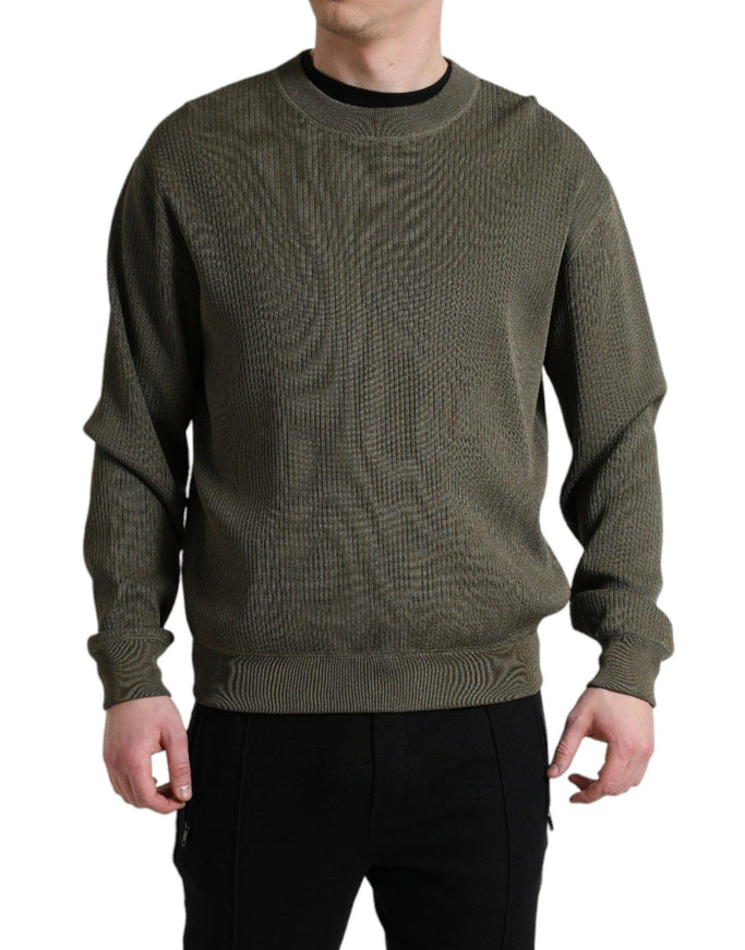 Dolce & Gabbana Green Viscose Crew Neck Men Pullover Sweater - Ellie Belle