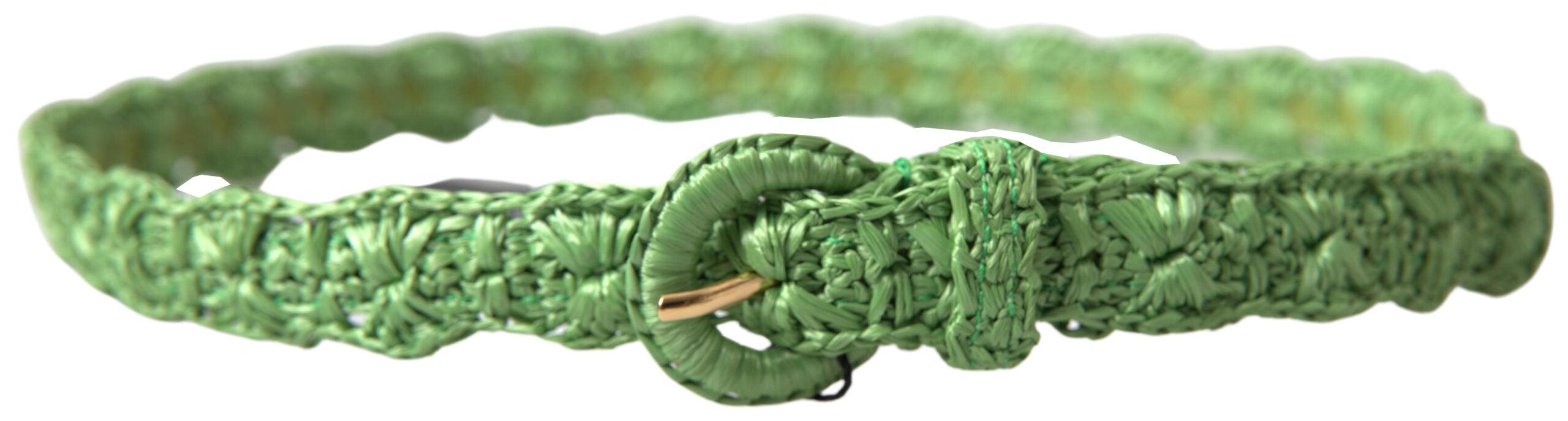 Dolce & Gabbana Green Viscose Weaved Skinny Waist Belt - Ellie Belle