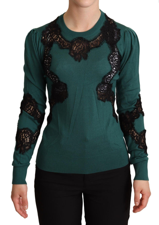 Dolce & Gabbana Green Wool Crewneck Sweater - Ellie Belle