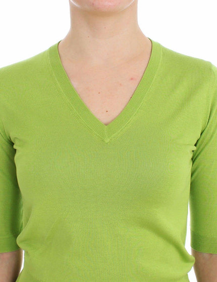 Dolce & Gabbana Green Wool V-neck Pullover Sweater Top