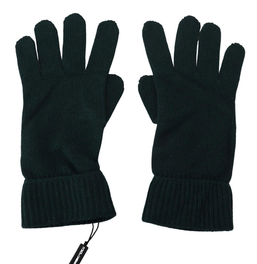 Dolce & Gabbana Green Wrist Length Cashmere Knitted Gloves - Ellie Belle