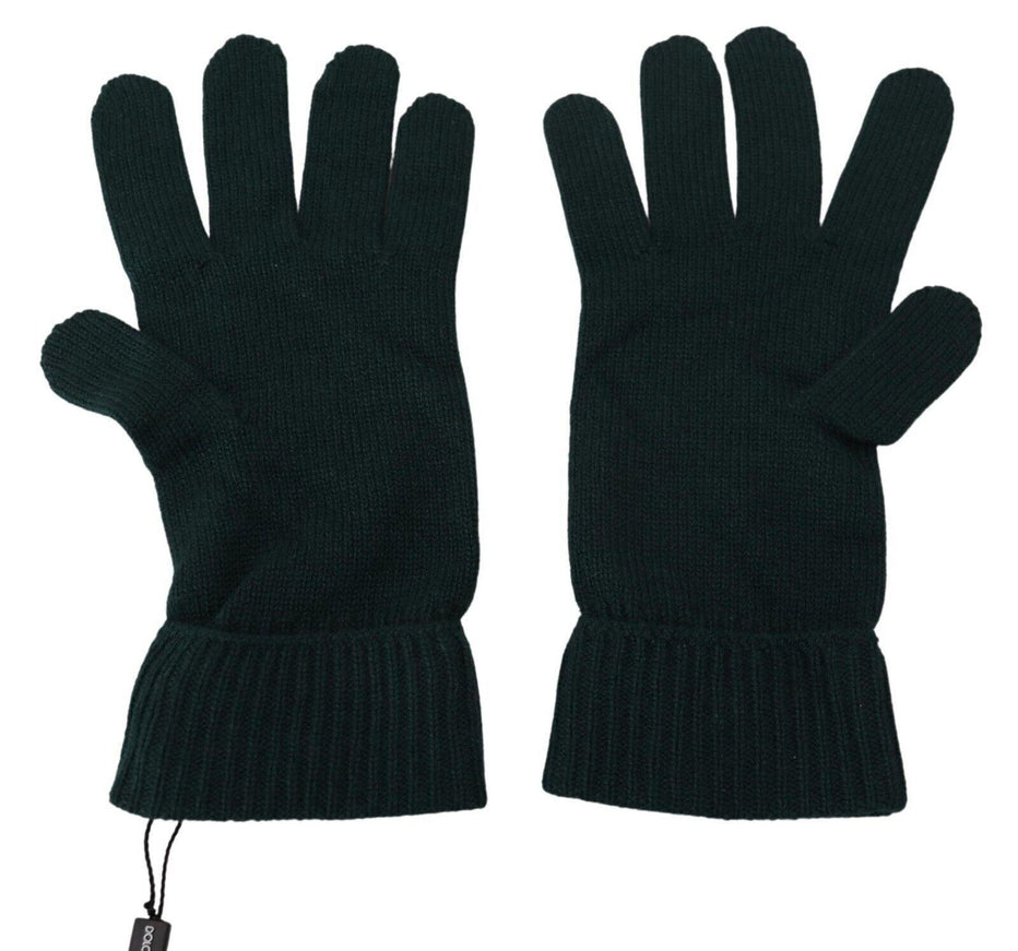 Dolce & Gabbana Green Wrist Length Cashmere Knitted Gloves - Ellie Belle