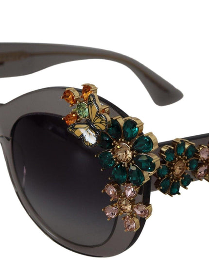 Dolce & Gabbana Grey Acetate Frame Crystals Cat Eye DG4245B Sunglasses - Ellie Belle