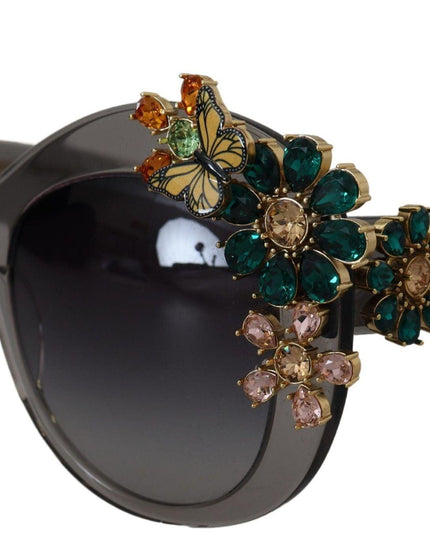 Dolce & Gabbana Grey Acetate Frame Crystals Cat Eye DG4245B Sunglasses - Ellie Belle