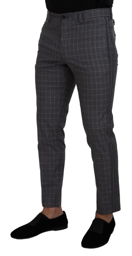 Dolce & Gabbana Grey Cotton Checkered Chino Pants - Ellie Belle