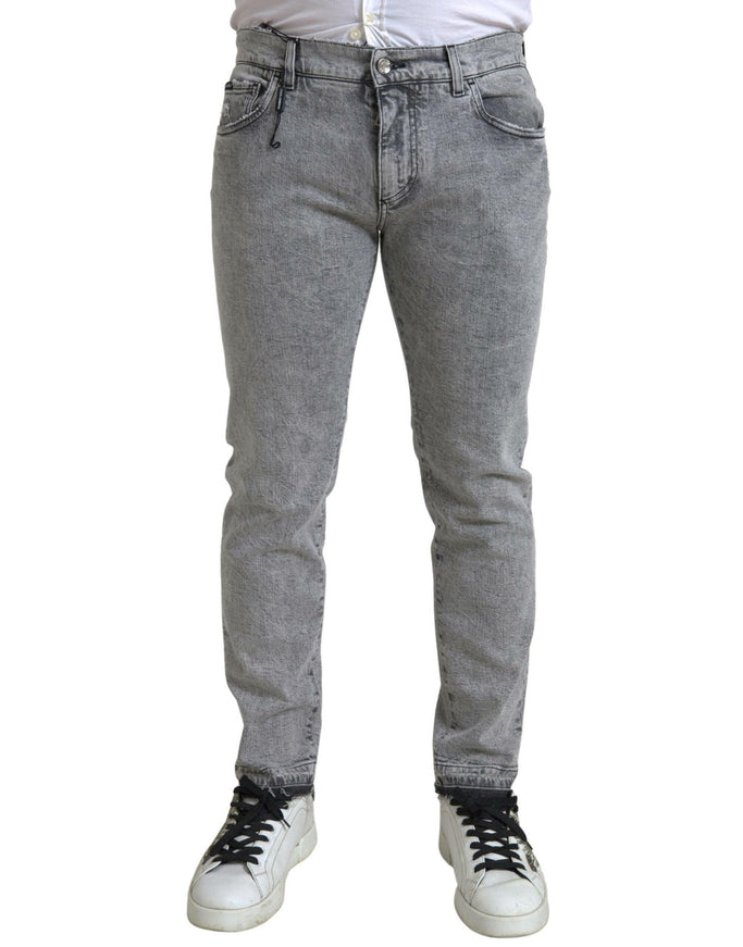 Dolce & Gabbana Grey Cotton Skinny Men Denim Trouser Jeans - Ellie Belle