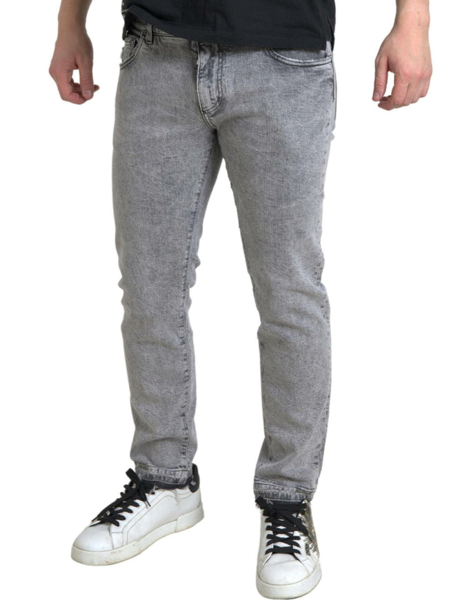 Dolce & Gabbana Grey Cotton Skinny Men Denim Trouser Jeans - Ellie Belle