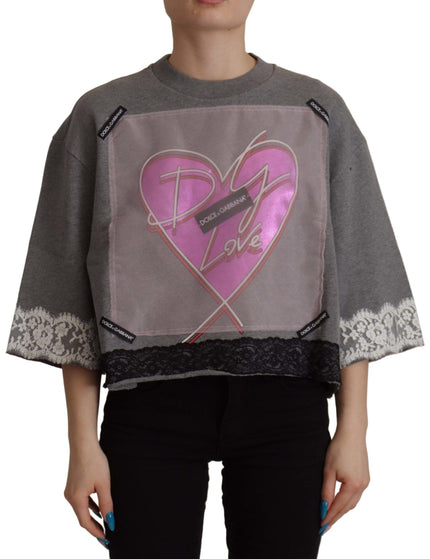Dolce & Gabbana Grey Heart Pink Limited Edition Top T-shirt - Ellie Belle