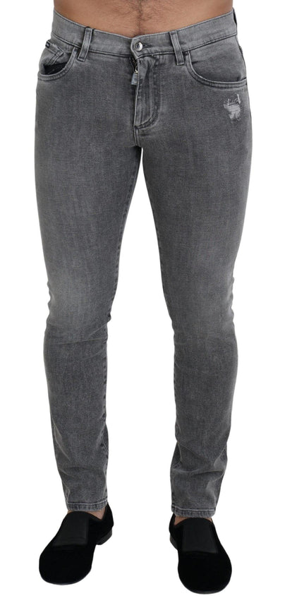 Dolce & Gabbana Grey Washed Cotton Skinny Denim Jeans - Ellie Belle