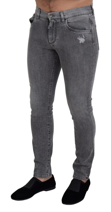 Dolce & Gabbana Grey Washed Cotton Skinny Denim Jeans - Ellie Belle