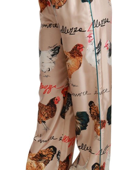 Dolce & Gabbana Hen Chicken Silk Pajama Trouser Pants - Ellie Belle