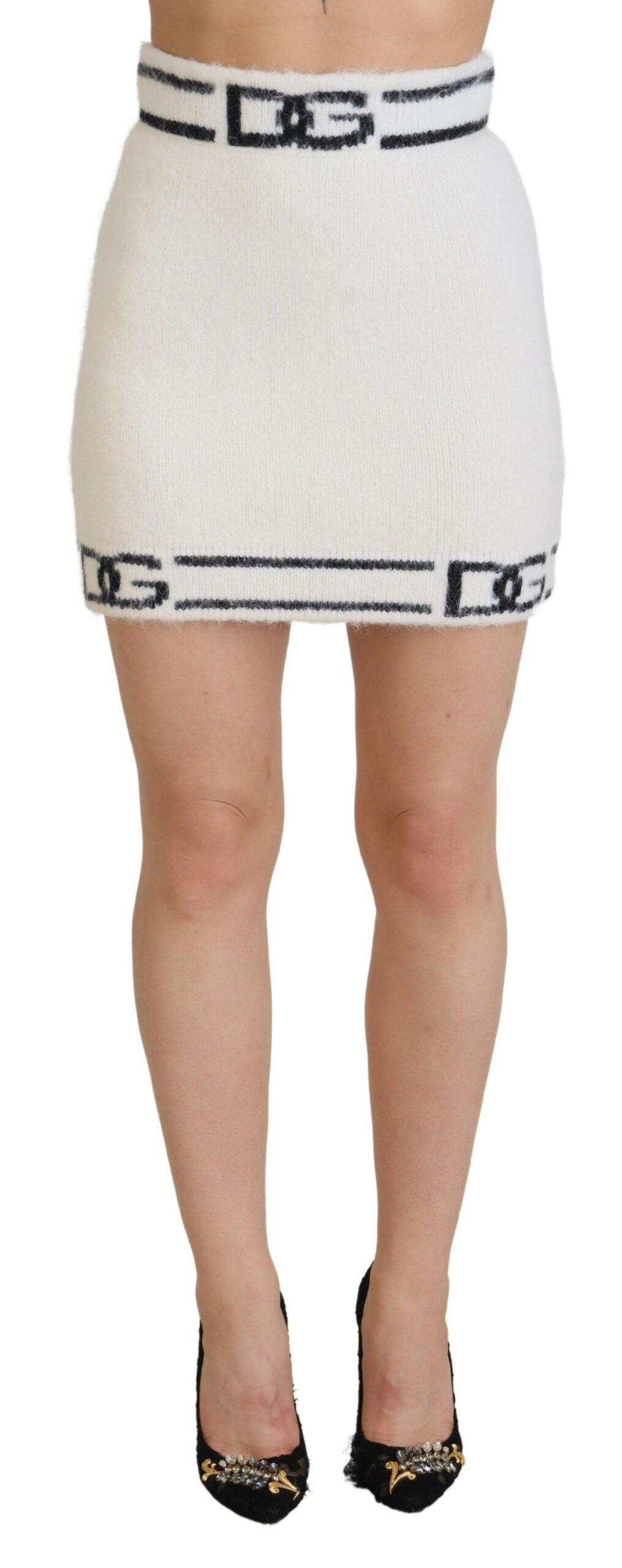 Dolce & Gabbana Ivory DG Logo Print High Waist Mini Skirt - Ellie Belle