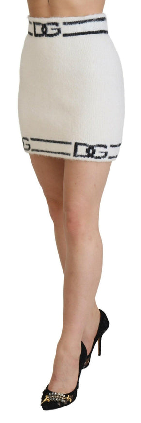 Dolce & Gabbana Ivory DG Logo Print High Waist Mini Skirt - Ellie Belle