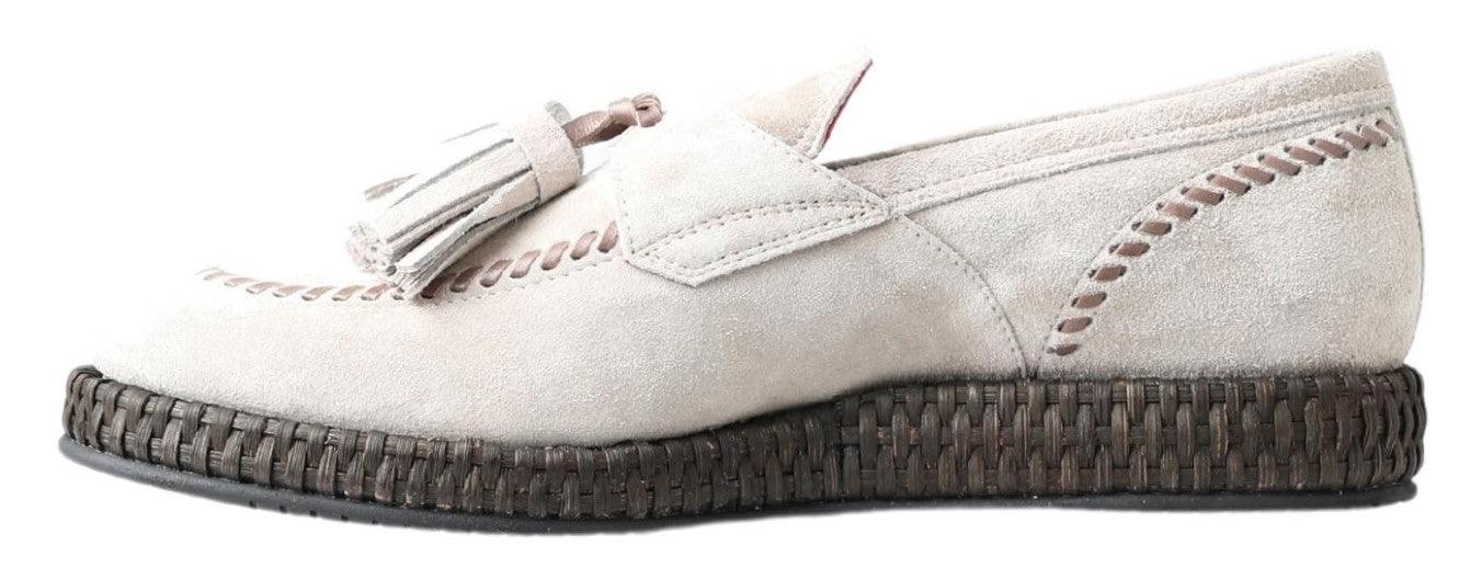 Dolce & Gabbana Ivory Suede Leather Men Espadrille Shoes - Ellie Belle