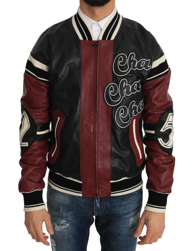 Dolce & Gabbana Leather Club Lounge Black Red Jacket - Ellie Belle