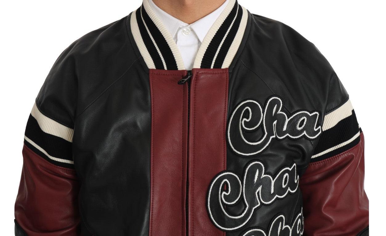 Dolce & Gabbana Leather Club Lounge Black Red Jacket - Ellie Belle