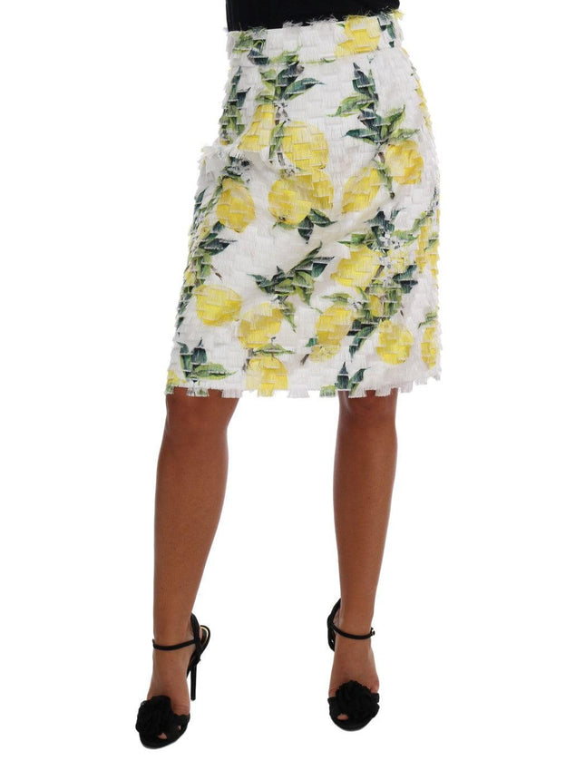 Dolce & Gabbana Lemon Print Fringe Pencil Skirt - Ellie Belle