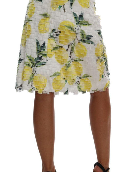 Dolce & Gabbana Lemon Print Fringe Pencil Skirt - Ellie Belle